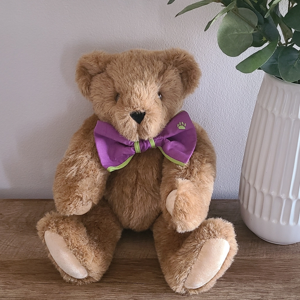 🧸Vintage Vermont Teddy Bear Brown with Purple Bow Tie